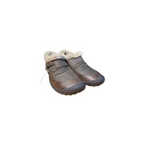 JBU Women's Heather Faux Fur Collar Comfort Casual Slip On Shoe Brown Size 6